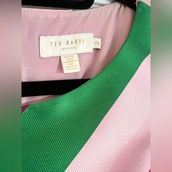Ted Baker London Bay of Honor Green and Pink Asymmetrical Dress (Ted size 2) - Picture 4 of 8